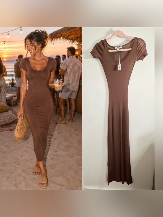 Khy Dresses & Skirts - New KHY by Kylie Jenner Mesh Maxi Dress in Chocolate Brown - Size Extra Small